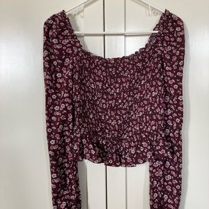 Wild Fable Flowered Long Puff Sleeve Top